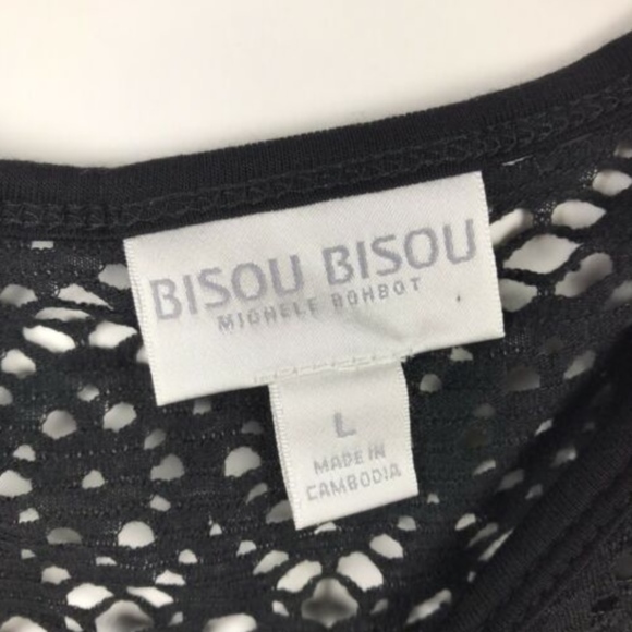 Bisou Bisou Open Knit Short Sleeve Over Shirt Top - Picture 3 of 6